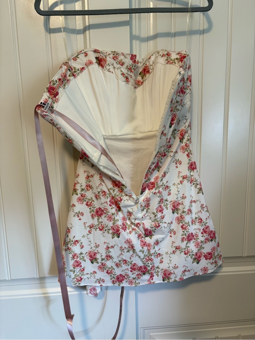 House of CB JASMINE Rose Print Draped Strapless Corset Dress NWT size medium - Picture 9 of 10